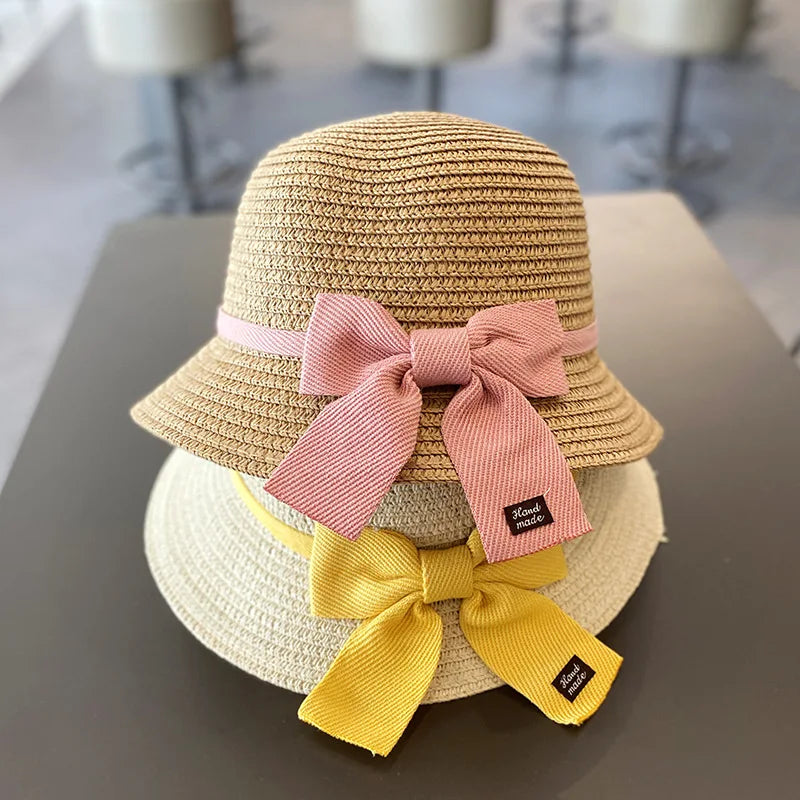 Girl Bowknot Straw Hat