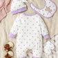 4PCS  Newborn Baby girl lovely and sweet Polka dot printingPatch Bear  autumn Cute jumpsuits+Hat+Bib