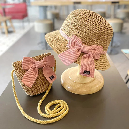 Girl Bowknot Straw Hat