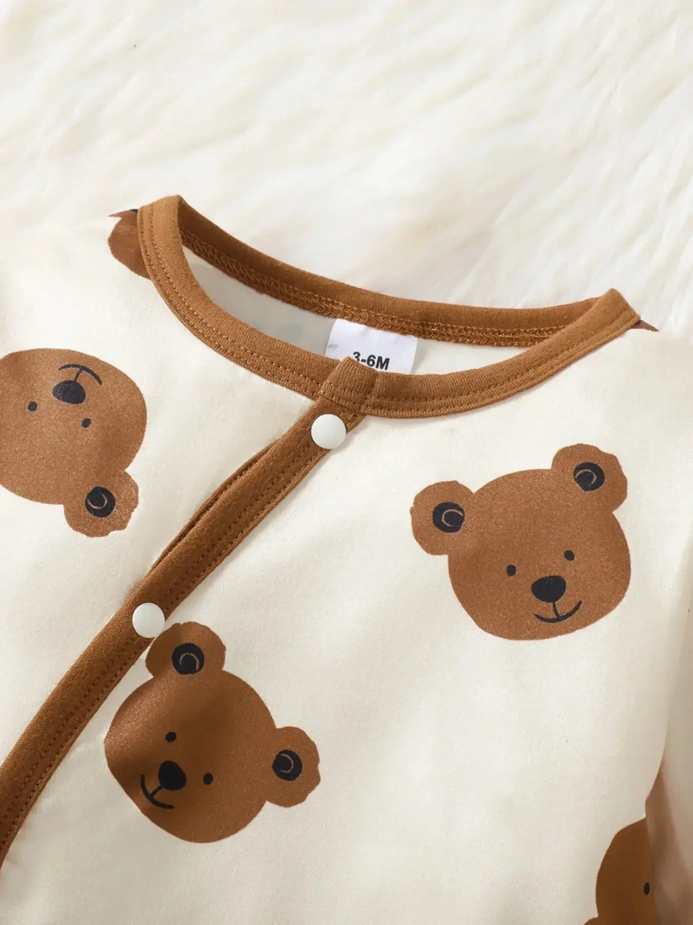 Winter Newborn Infant Baby Boys Romper Bear Print Long Sleeve Button Up Front Rompers Kids Onepiece Soft Fashion Baby  Clothing