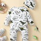 Winter Newborn Infant Baby Boys Romper Bear Print Long Sleeve Button Up Front Rompers Kids Onepiece Soft Fashion Baby  Clothing