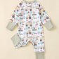 Winter Newborn Infant Baby Boys Romper Bear Print Long Sleeve Button Up Front Rompers Kids Onepiece Soft Fashion Baby  Clothing