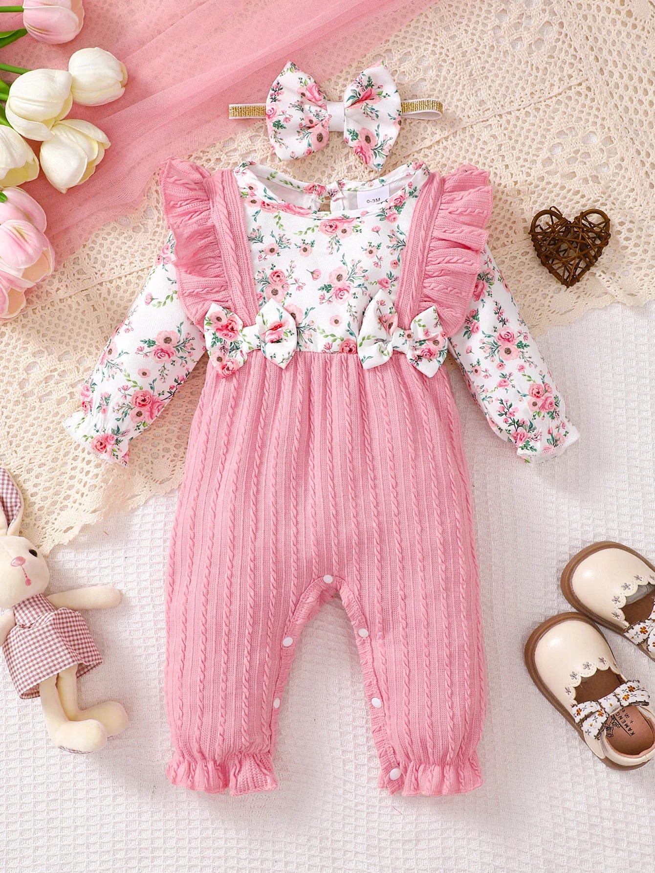 Winter Newborn Infant Baby Boys Romper Bear Print Long Sleeve Button Up Front Rompers Kids Onepiece Soft Fashion Baby  Clothing