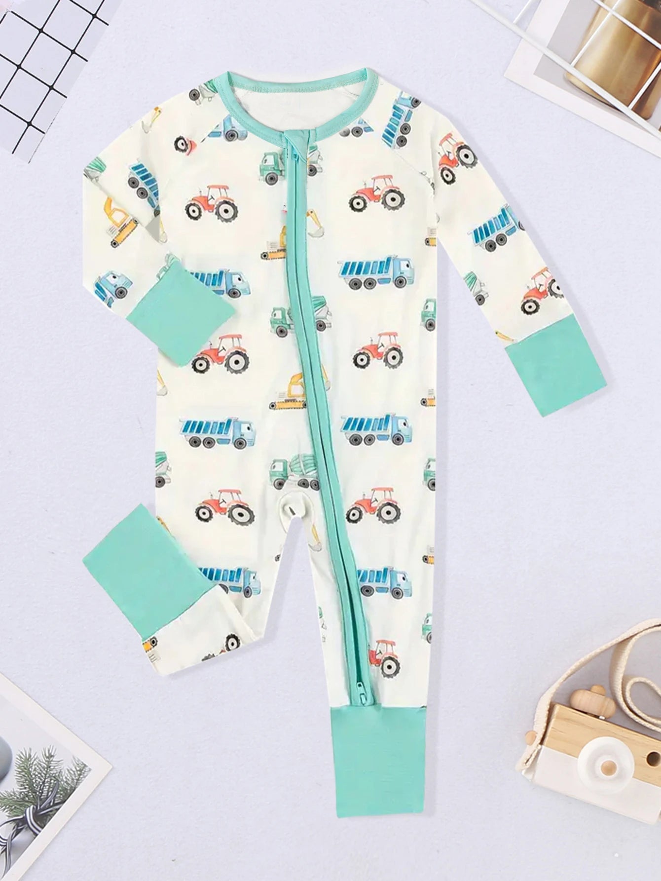 Winter Newborn Infant Baby Boys Romper Bear Print Long Sleeve Button Up Front Rompers Kids Onepiece Soft Fashion Baby  Clothing