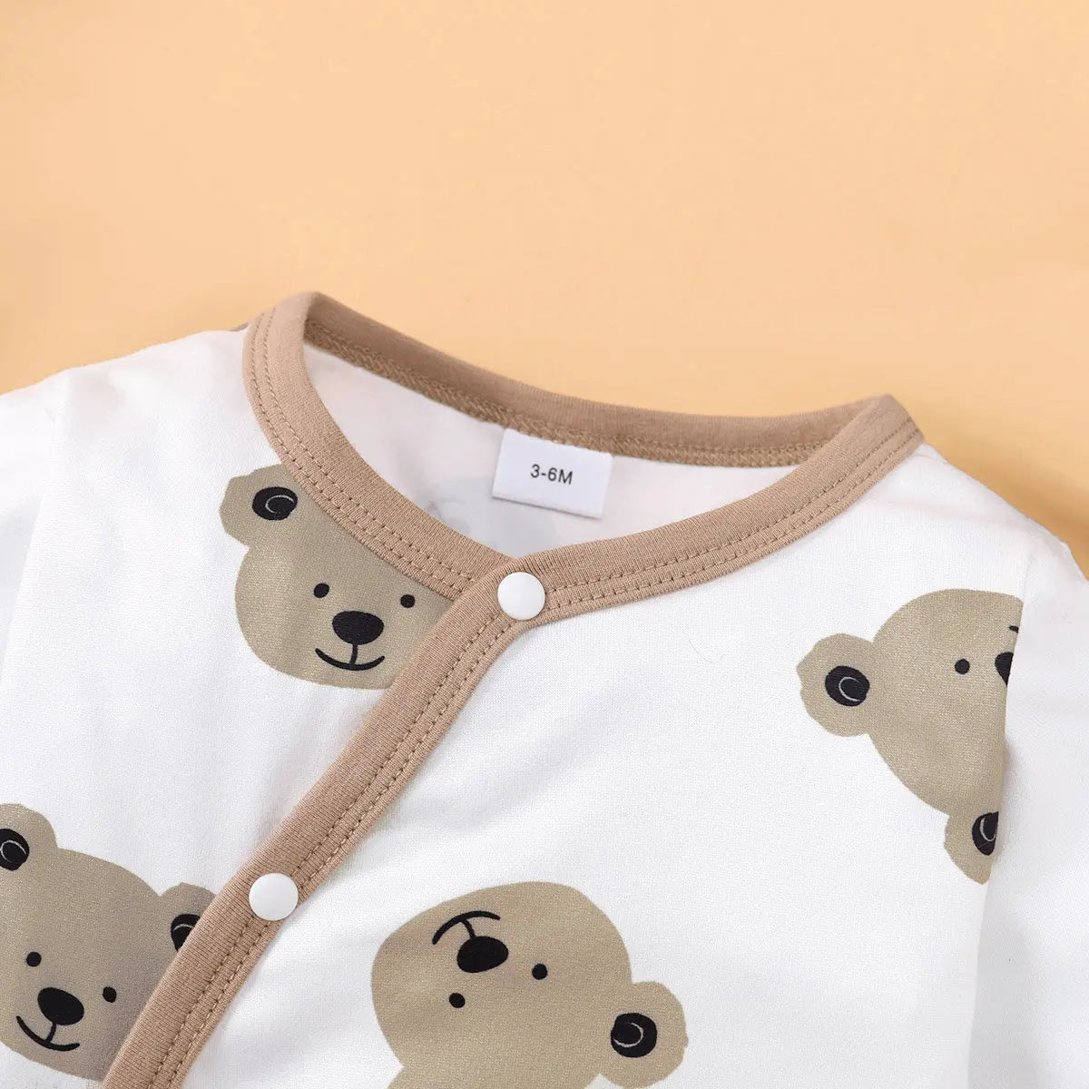 Winter Newborn Infant Baby Boys Romper Bear Print Long Sleeve Button Up Front Rompers Kids Onepiece Soft Fashion Baby  Clothing