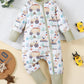 Winter Newborn Infant Baby Boys Romper Bear Print Long Sleeve Button Up Front Rompers Kids Onepiece Soft Fashion Baby  Clothing