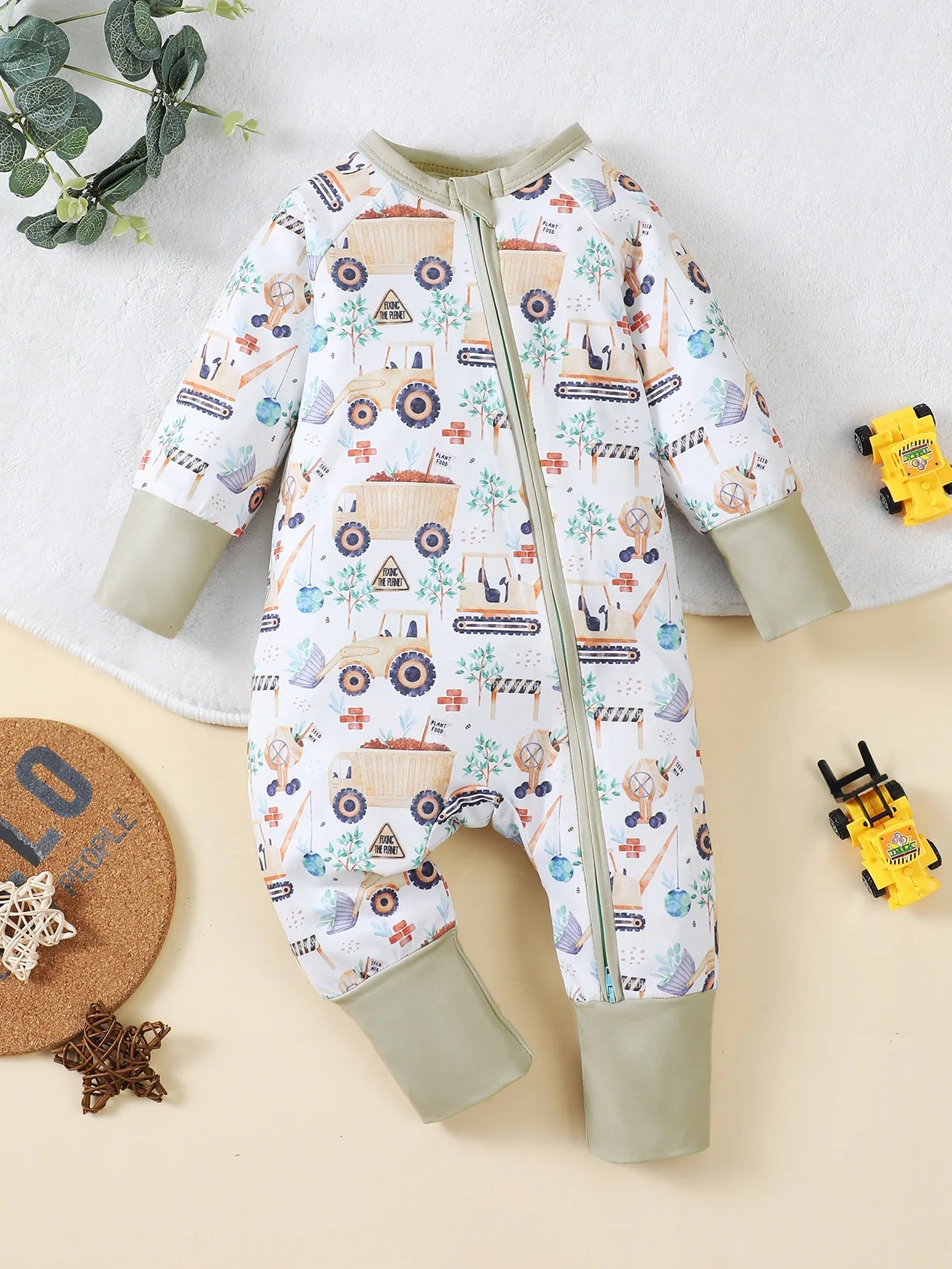 Winter Newborn Infant Baby Boys Romper Bear Print Long Sleeve Button Up Front Rompers Kids Onepiece Soft Fashion Baby  Clothing