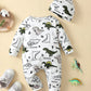 Winter Newborn Infant Baby Boys Romper Bear Print Long Sleeve Button Up Front Rompers Kids Onepiece Soft Fashion Baby  Clothing