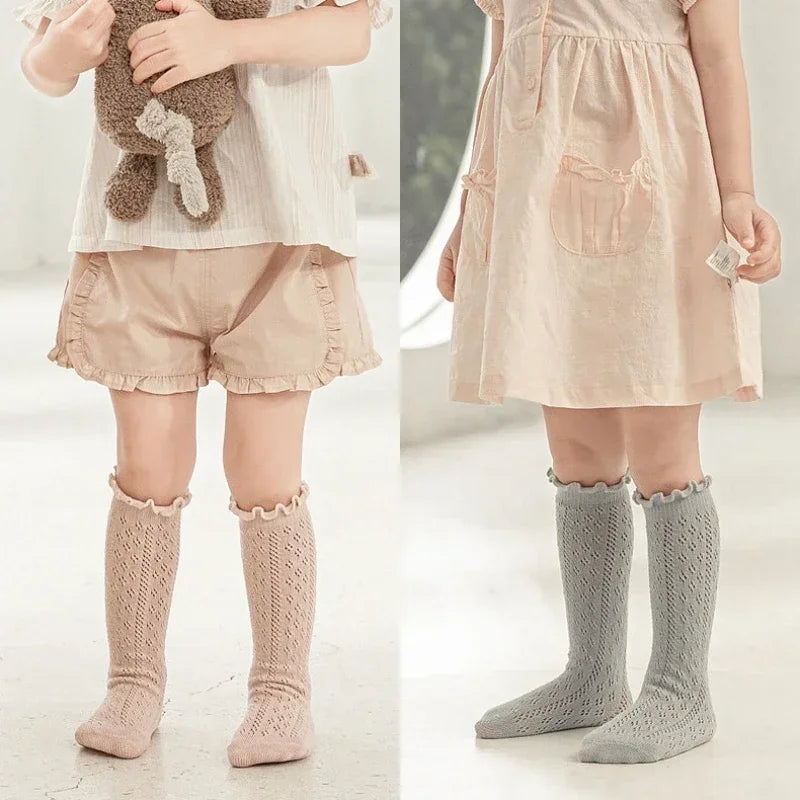 Thin Kids Knee High Socks Baby Girls Boys