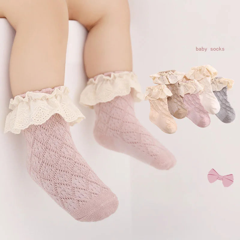 ﻿ Baby Socks 0-5 Y Summer Thin Cotton Mid-tube Socks