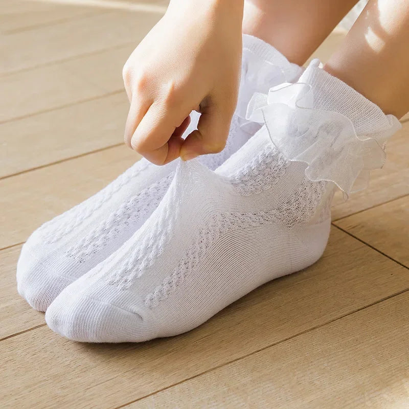 Lace Ruffle Baby Breathable Mesh Socks School Cotton