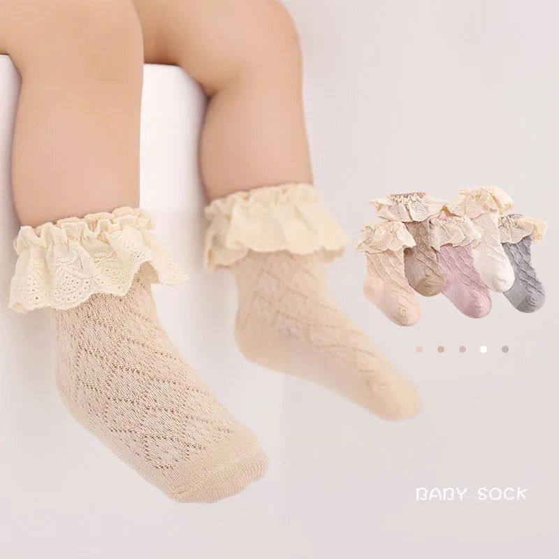 ﻿ Baby Socks 0-5 Y Summer Thin Cotton Mid-tube Socks