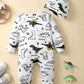 Winter Newborn Infant Baby Boys Romper Bear Print Long Sleeve Button Up Front Rompers Kids Onepiece Soft Fashion Baby  Clothing