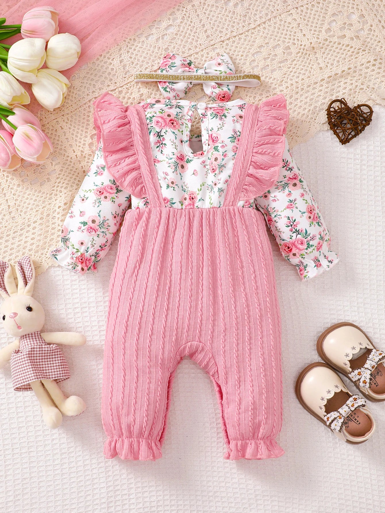 Winter Newborn Infant Baby Boys Romper Bear Print Long Sleeve Button Up Front Rompers Kids Onepiece Soft Fashion Baby  Clothing