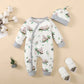 Winter Newborn Infant Baby Boys Romper Bear Print Long Sleeve Button Up Front Rompers Kids Onepiece Soft Fashion Baby  Clothing