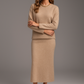 Round Neck Dropped Shoulder Top and Midi Skirt Sweater Set