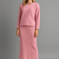 Round Neck Dropped Shoulder Top and Midi Skirt Sweater Set