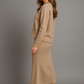 Round Neck Dropped Shoulder Top and Midi Skirt Sweater Set