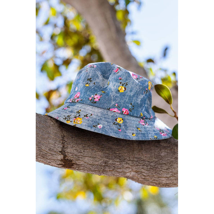 Sky Blue Floral Bucket Hat
