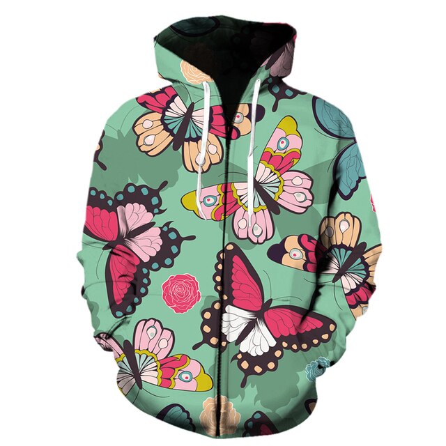 Butterfly Zipper Hooded Action