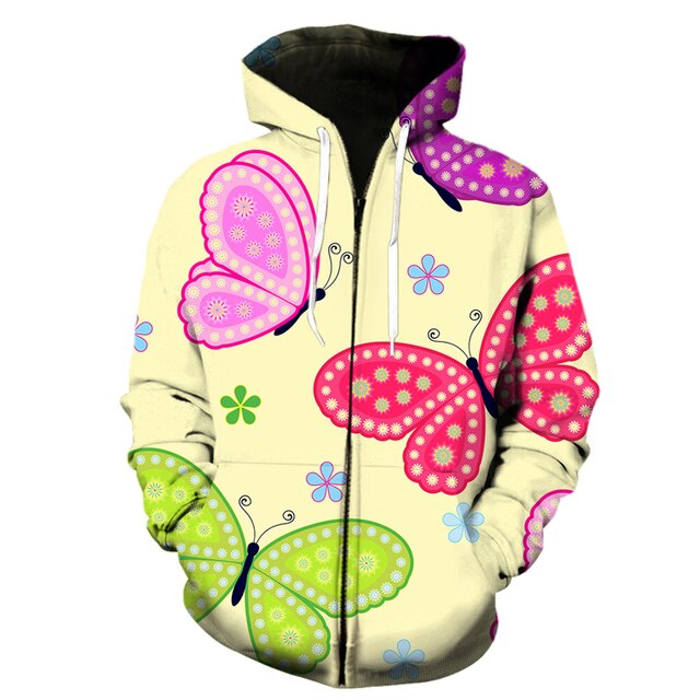 Butterfly Zipper Hooded Yellow Action