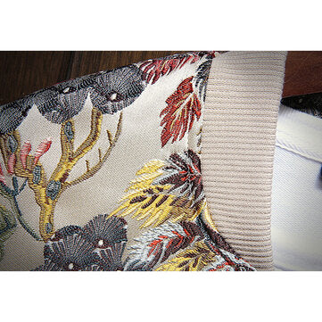 Crane Embroidered Floral Zipper