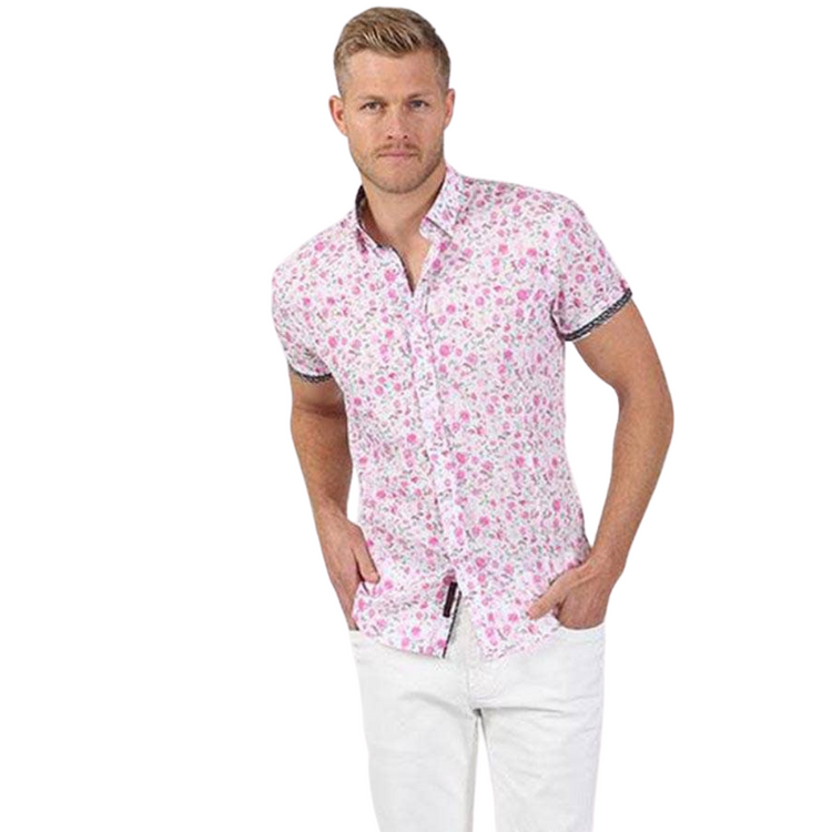 Pink Floral Print Short Sleeve Shirt