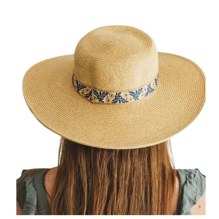 Floral Wide Brim Straw Hat