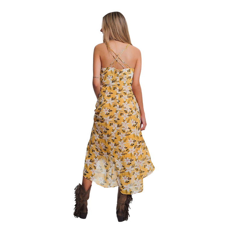 Yellow Floral strap maxi dress