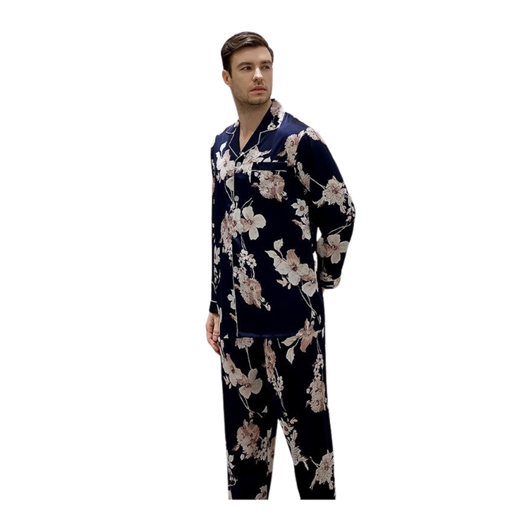 Pajamas Set Male Dark Blue Floral