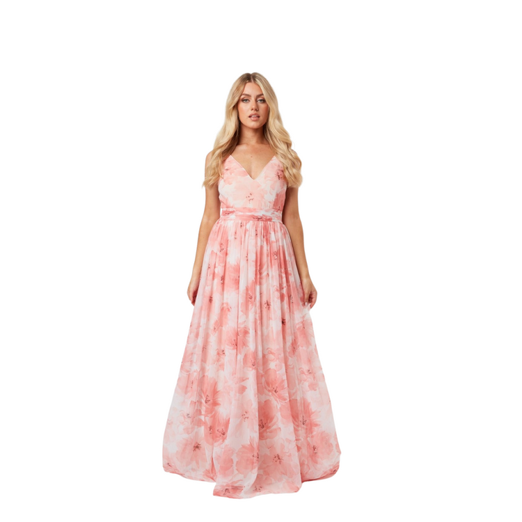 Aurora Pink Floral Printed Maxi Dress