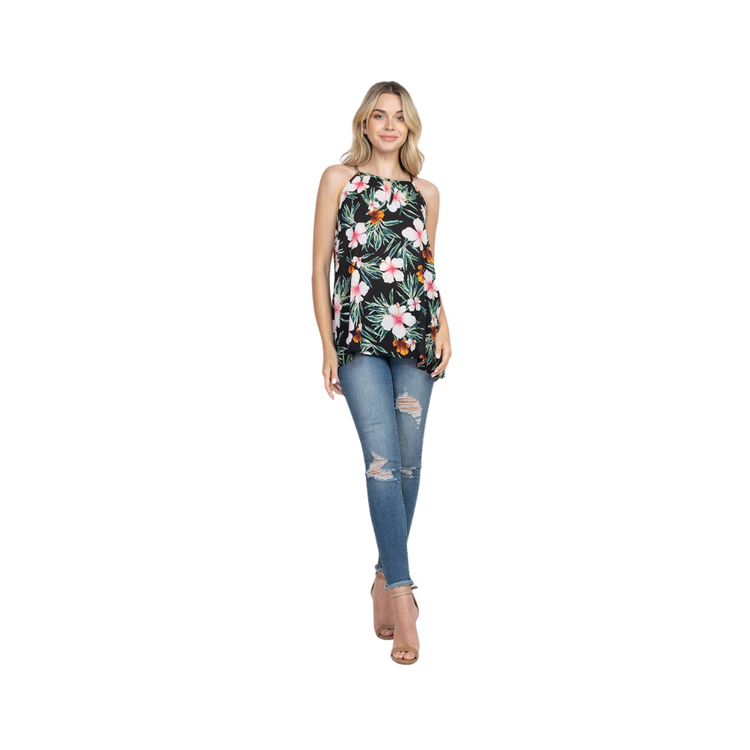 Beautiful Strap Hole Floral Tops