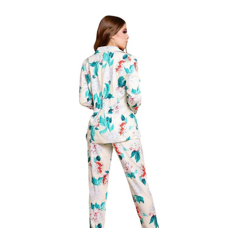Flower Print 3 Piece Set - Blazer, Tube Top & Belted Pant
