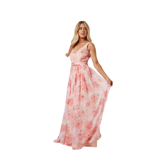 Aurora Pink Floral Printed Maxi Dress